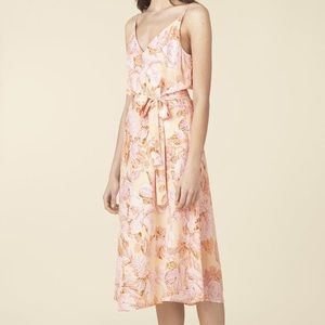 STINE GOYA peachy silk floral slip dress, size large